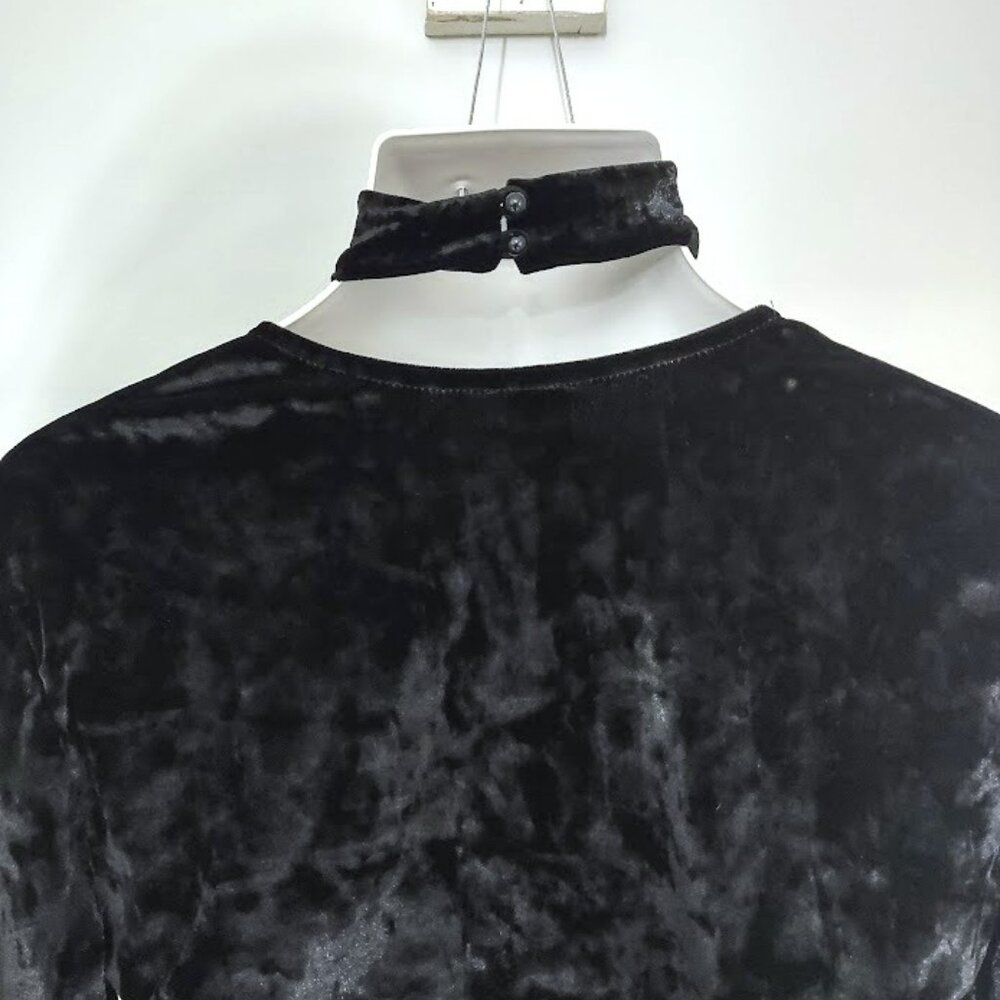 Vintage K+Glam 90s Y2K Black Crushed Velvet Goth Dress 1X - Picture 9 of 13